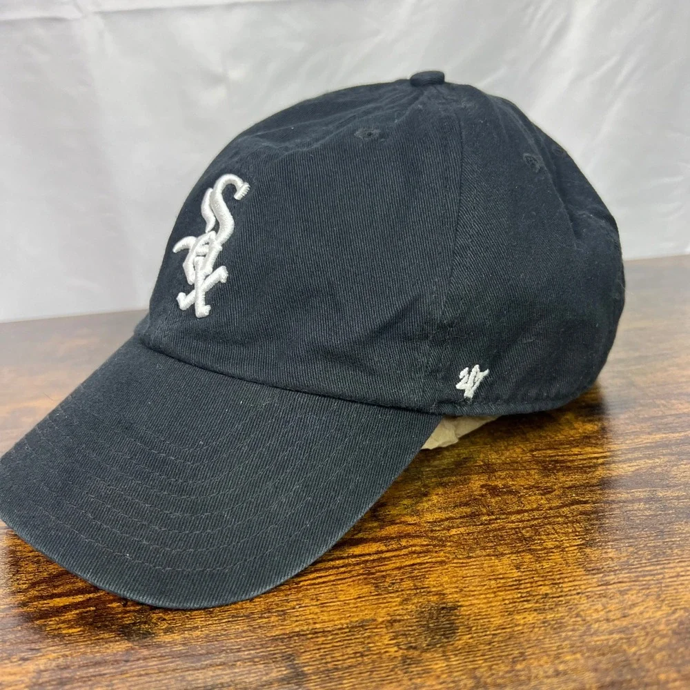 47 Brand Chicago White Sox Clean Up Adjustable Hat Black MLB Baseball Cap